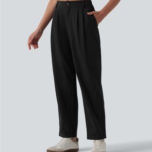 HALARA Black High-Rise Pleated Trousers